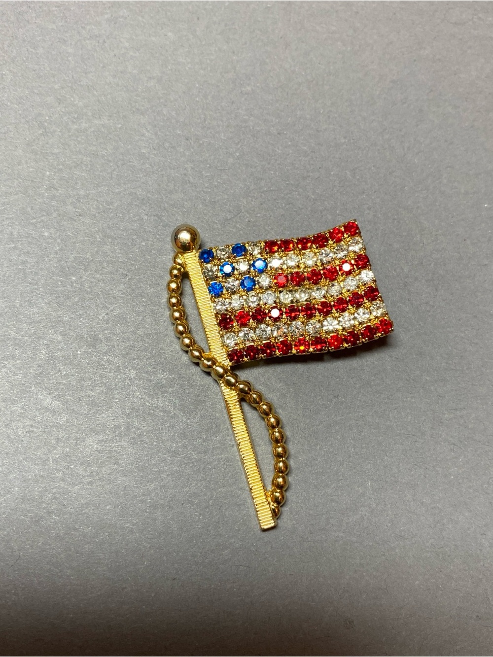 Vintage rhinestone American flag pin